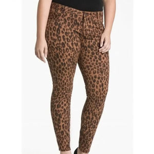 Lucky Brand Ginger Skinny Brown Leopard Animal Print Skinny Jean Pants Ankle 18W